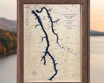 Land Between the Lakes-kaart, Lake Barkley-kaart, Kentucky Lake-kaart, aangepaste houten kaart, 3D-meerkaart, 3D-houtkaart, aangepast meerbord, meerdecor