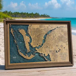 Cape Coral Map, Sanibel Map, Fort Myers Map, Lee County Map, Captiva Map, Custom Map, Custom Beach Sign, Beach House Decor, Beach House Sign
