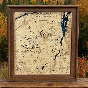 Adirondack Mountains Map, Upstate New York Map, Sacandaga Map, Custom Lake Map, Custom Lake Sign, Wood Lake Map, Lake House Decor, Lake Art