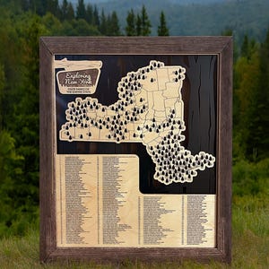 Mappa turistica dei parchi statali dello Stato di New York, mappa del parco statale di Wood, regalo per il parco statale, mappa del parco statale, mappa di Wood, mappa turistica, regalo per il campeggio, mappa del campeggio