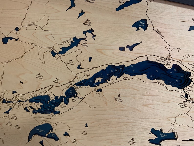 Fulton Chain of Lakes Map Wood Lake Map Custom Lake Map Etsy