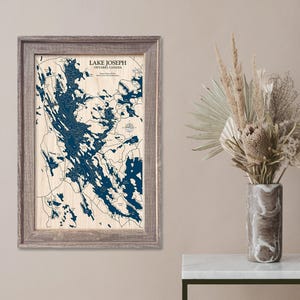 Lake Joseph Map, Muskoka Map, Wood Lake Map, Custom Lake Map, Custom Lake Sign, Custom Lake Art, Wood Lake Map, Lake Map, Lake House Decor