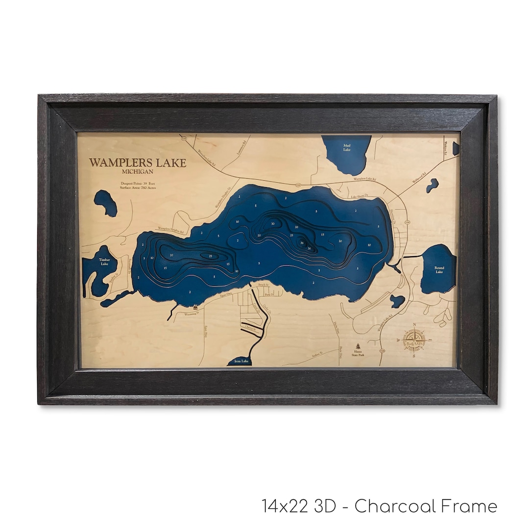 Wamplers Lake Map, Wood Lake Map, Custom Lake Map, Custom Lake Sign