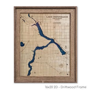 Lake Diefenbaker Map, Lake Diefenbaker, Wood Lake Map, Wood Lake Sign, Lake Art, Lake House Gift, Lake House Decor, Lake Map, Custom Lake