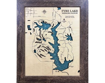 Fyre Lake Map, Lake House Gift, 3D Lake Map, Wood Lake Sign, Lake Sign, Lake House Decor, Lake Art, Lake House Gift, Housewarming Gift