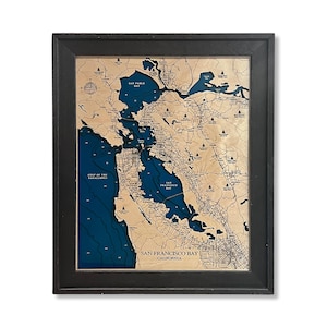 San Fransisco Bay Karte, San Fransisco Karte, Reisegeschenk, Flitterwochen Karte, Reisekarte, Weihnachtskarte, Holzkarte, Geburtstagsgeschenk