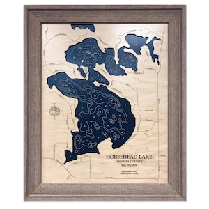Horsehead Lake Map, Custom Wood Map, 3D Wall Art, Contour Map, Lake House Decor, Lake Map, Lake Sign, Depth Map, Lake Gift, Lakehouse
