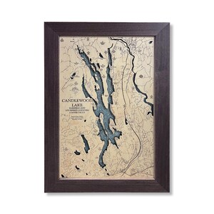 Candlewood Lake, Custom Wood Map, 3D Wall Art, Contour Map, Lake House Decor, Lake Map, Depth Map, Lake Gift, Lake House, Lake Art
