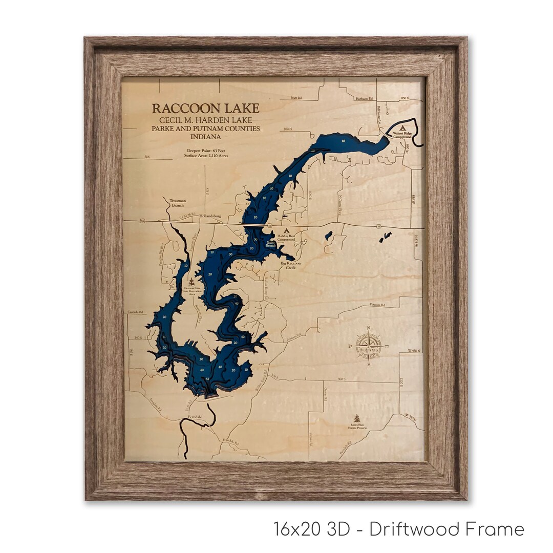 Raccoon Lake Map, Raccoon Lake, Wood Lake Map, Wood Lake Sign, Lake Art