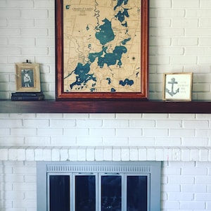 Chain O' Lakes Illinois - Custom Wood Map -  Art - 3D Wall Art - Contour Map - Lake House Decor - Lake Map - Depth Map- Lake Art - Wood Maps