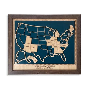 Personalized Wood Travel Map: Custom US Wall Art