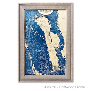 Pine Island Map, Custom Wood Map, Florida Map, Matlacha Pass Map, Gulf Map, 3D Wall Art, Contour Map, Beach House Decor, Depth Map