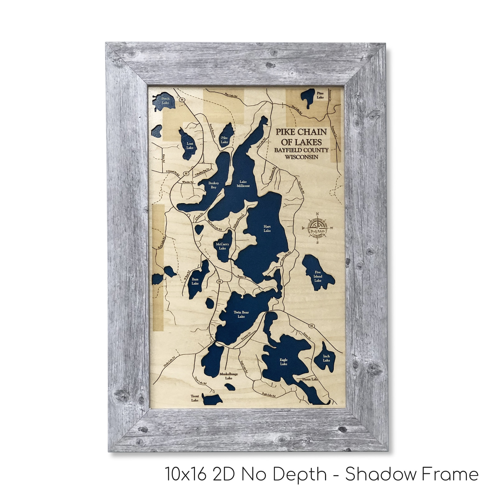 Pike Chain of Lakes Map Custom Wood Map 3D Wall Art Contour Etsy