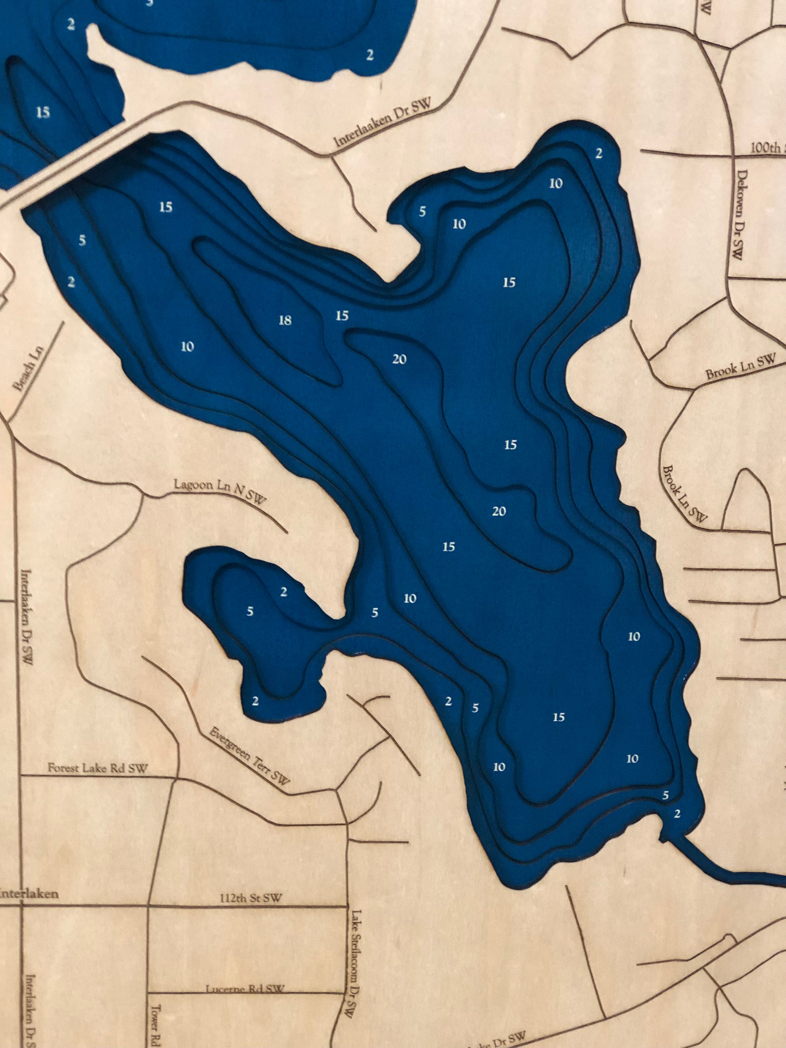 Steilacoom Lake Map Custom Lake Map Art 3D Wall Art Etsy