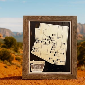 Arizona State Park Travel Map, Wood State Park Map, State Park Gift, State Park Map, Wood Map, Travel Map, Camping Gift, Camping Map