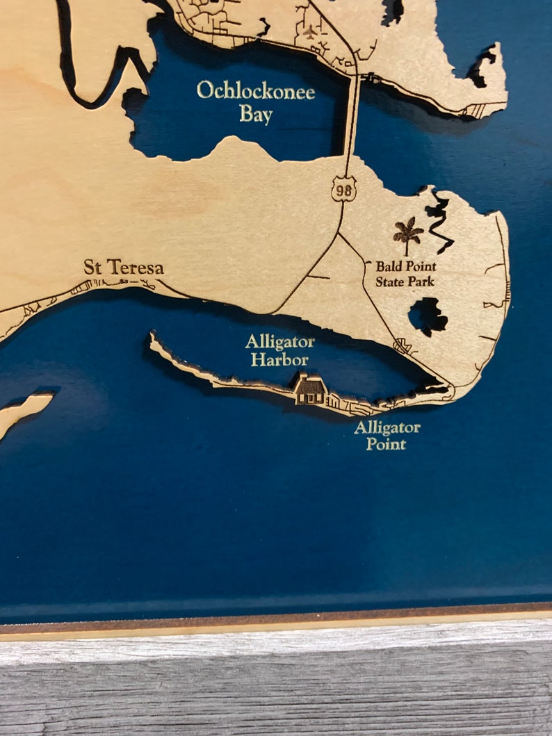 Alligator Point Map Florida Coast Map Custom Wood Map Etsy