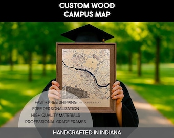 Custom Campus Map – Engraved University | College Wall Art | Personalized Graduation Gift | Custom School & Academic Decor
