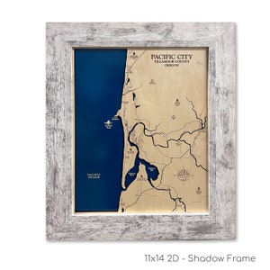 Carte de la ville du Pacifique, panneau d'île personnalisé, carte de l'Oregon, meule de foin, panneau de carte, art de la carte en bois, panneau de maison de plage, art de lac, cadeau de lac