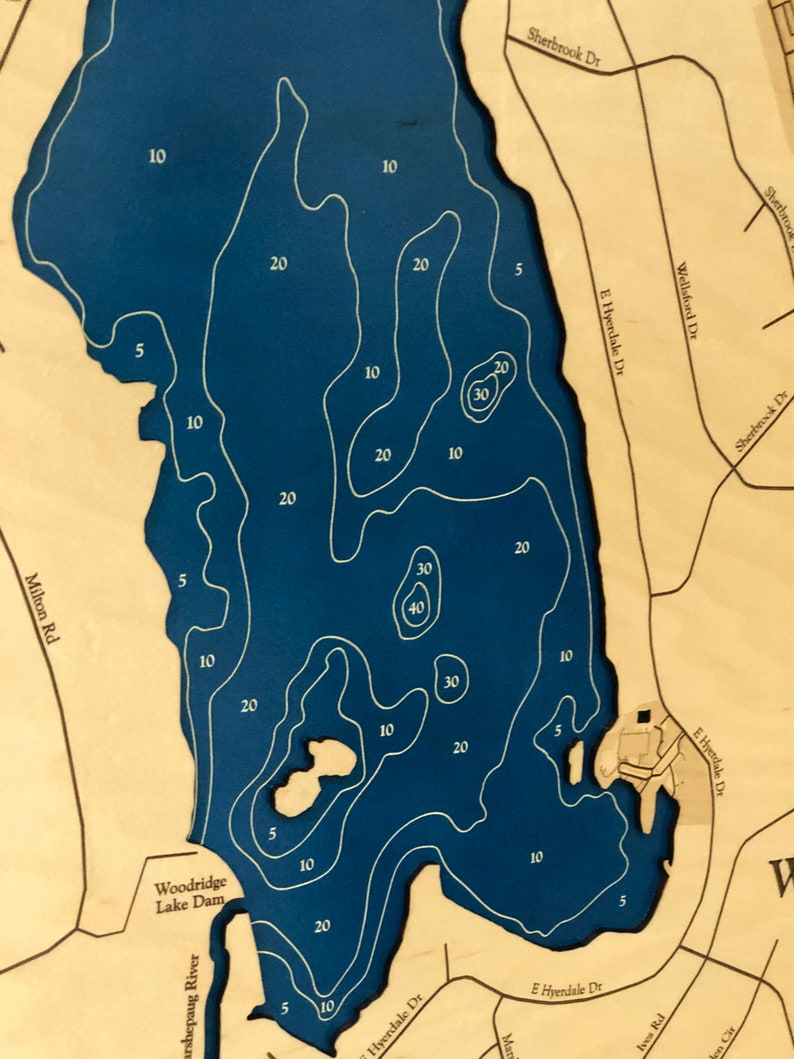 Woodridge Lake Map Woodridge Lake Custom Wood Map 3D Wall Etsy