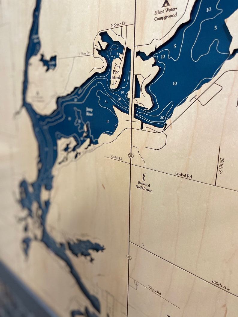Flowage Map Custom Wood Map Custom Lake Art 3D Etsy