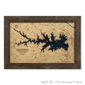 Lake Murray, Custom Wood Map, 3D Wall Art, Contour Map, Lake Sign, Lake House Decor, Lake Map, Depth Map, House Gift, Lake House, Lake Art