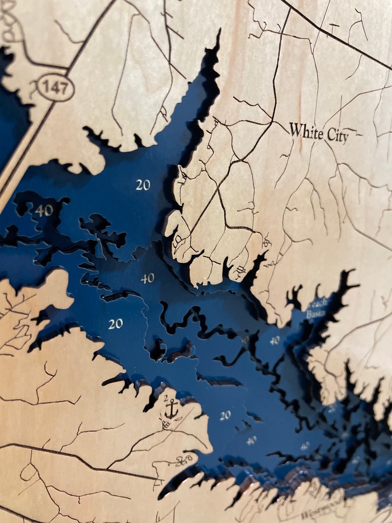 Sam Rayburn Reservoir Map Sam Rayburn Map Custom Lake Art Etsy