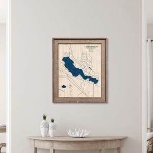 Lake Chemung Map, Custom Wood Map, Custom Lake Art, 3D Wall Art, Contour Map, Lake House Decor, Lake Map, Depth Map, Bathymetric, Lake Art