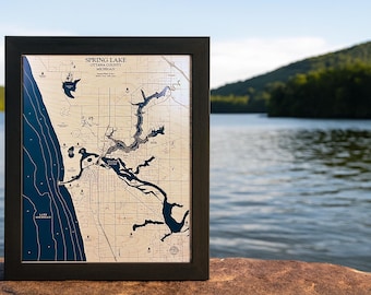 Spring Lake Map, Lake House Gift, 3D Lake Map, Wood Lake Sign, Lake Sign, Lake House Decor, Lake Art, Lake House Art, Housewarming Gift