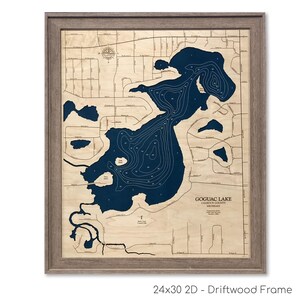 Goguac Lake - Custom Wood Map -  Art - 3D Wall Art - Contour Map - Lake House Decor - Lake Map - Depth Map - Lake Art - Wood Maps - Gift