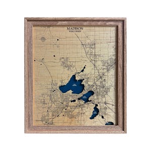 Madison Map, Lake Menona, Lake Mendota, Wood Lake Map, Custom Wood Map, 3D Lake Map, Wood Map, Custom Map, Custom Lake Sign