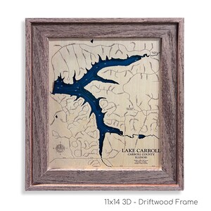 Lake Carroll Map, Custom Wood Map, Custom Lake Map, 3D Wall Art, Contour Map, Lake house Decor, Lake Map, Depth Map, Lake Art, Wood Maps