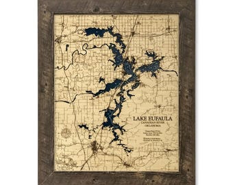 Kaart van het meer van Eufaula, aangepaste topografische 3D-kunst