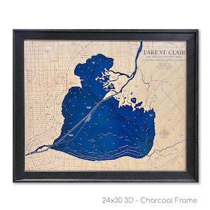 Lake St. Clair Map, 3D Lake Map, Custom Lake Sign, Great Lakes Map, Custom Lake Map, Lake Gift, Lake House Decor, Great Lakes Sign