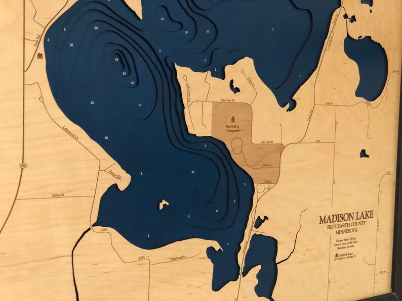 Madison Lake Map Custom Wood Map Custom Lake Art 3D Wall - Etsy