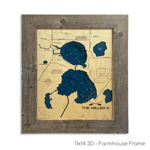 Lake Emma Map, Lake Lucy Map, Wood Lake Map, Wood Lake Sign, Lake Art, Lake House Gift, Lake House Decor, Lake Map, Custom Lake