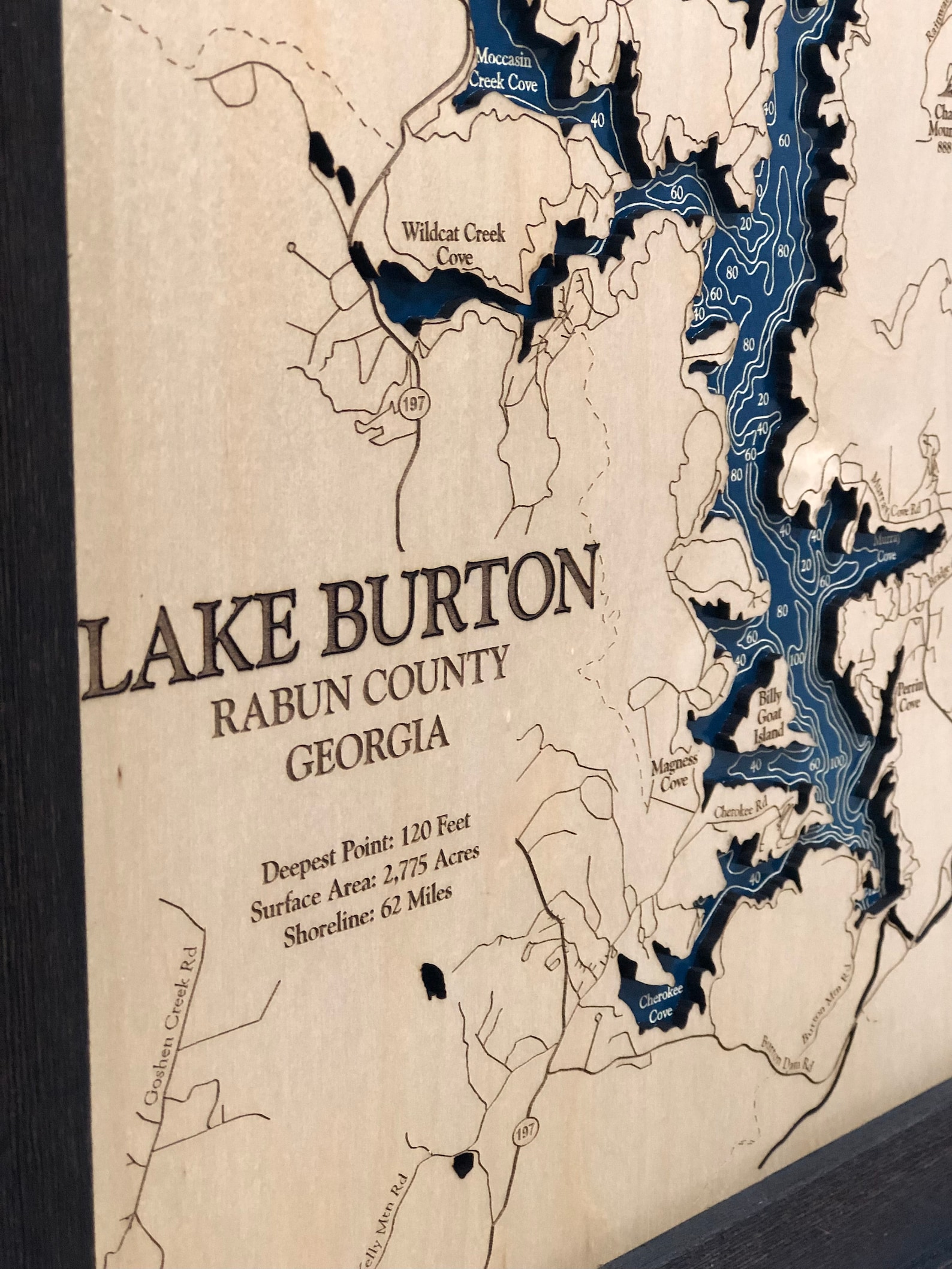 Lake Burton Lake Custom Wood Map Lake Map 3D Wall Art Etsy