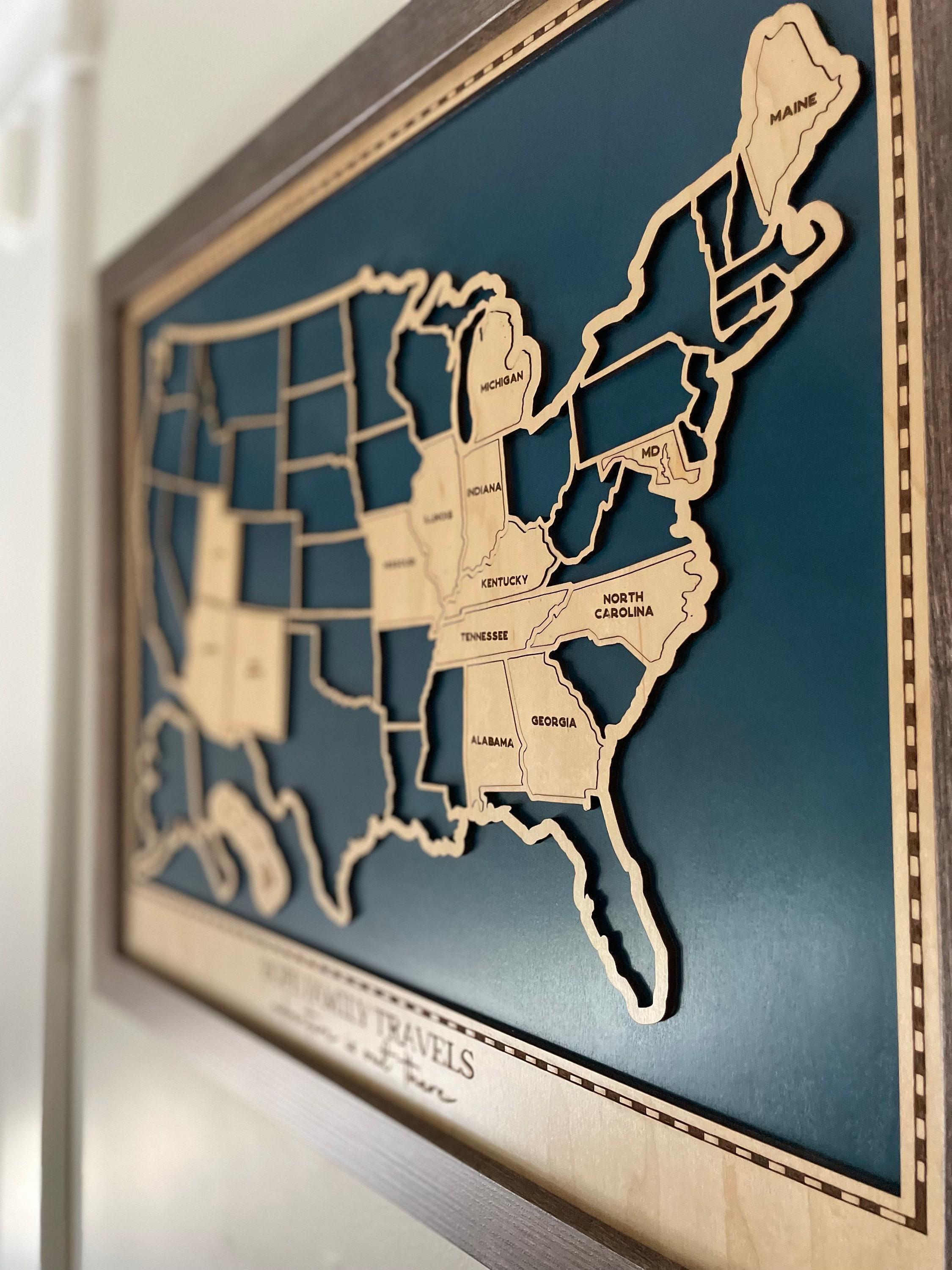 Personalized Wood Travel Map: Custom US Wall Art - Etsy