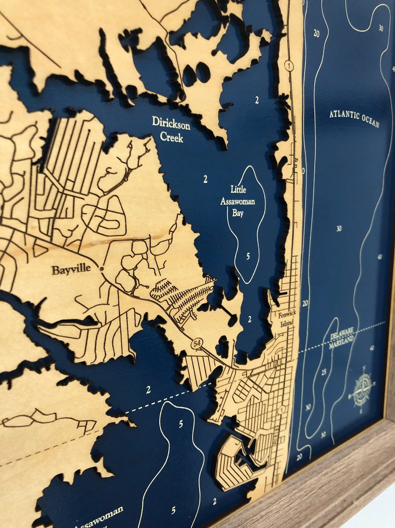 Bethany Beach Map Custom Wood Map Delaware Map 3D Wall Art Etsy
