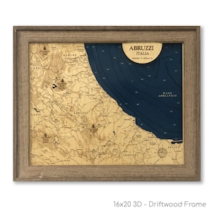 Abruzzi Map, Abruzzo Map, Custom Wood Map, Italy Map, 3D Wall Art, Contour Map, Beach House Decor, Italy Decor, Topographical Map, Depth Map