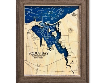 Sodus Bay Map, Lake Erie Map, Sodus Point Map, New York Map, Lake House, Lake Sign, Contour Map, Beach House Decor, Island Map, Custom Map