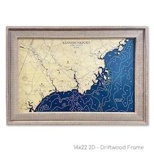 Kennebunkport Map, Custom Wood Map, Maine Map, Kennebunk Map, Gulf of Maine Map, 3D Wall Art, Contour Map, Beach House Decor, Depth Map