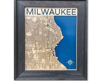 Milwaukee Wood Map, 3D City Art (Handcrafted Wall Decor)