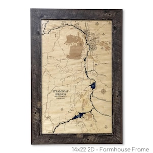 Steamboat Springs Karte, Benutzerdefinierte Holzkarte, 3D Wandkunst, Konturkarte, Haus am See Dekor, See Karte, Tiefen Karte, See Geschenk, Haus am See, Kunst am See