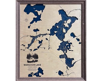 Wangoon Lake Map, Lake House Gift, 3D Lake Map, Wood Lake Sign, Lake Sign, Lake House Decor, Lake Art, Lake House Art, Housewarming Gift