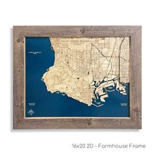 Kaart van Palos Verdes, Palos Verdes, 3D kunst aan de muur, kaart van Los Angeles, contourkaart, decor strandhuis, eilandkaart, topografische kaart, dieptekaart