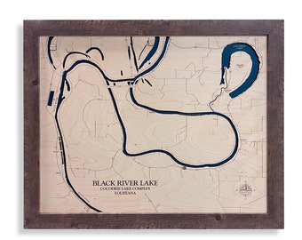 Black River Lake Map, Cabin Decor, Camping Map, Wood Lake Map, Wood Lake Sign, Lake Art, Lake House Gift, Lake House Decor, Lake Map