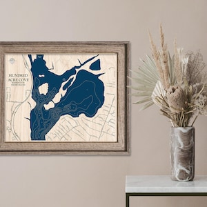 Hundred Acre Cove, Custom Wood Map, 3D Wall Art, Contour Map, Beach House Decor, Island Map, Housewarming Gift, Vacation Home Gift, Travel