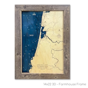 Mappa della baia di Depoe, mappa della città di Lincoln, mappa in legno, mappa dell'Oregon, cartello da spiaggia, mappa della costa dell'Oregon, regalo per l'Oregon, cartello da spiaggia personalizzato, decorazioni da spiaggia, mappa dei contorni