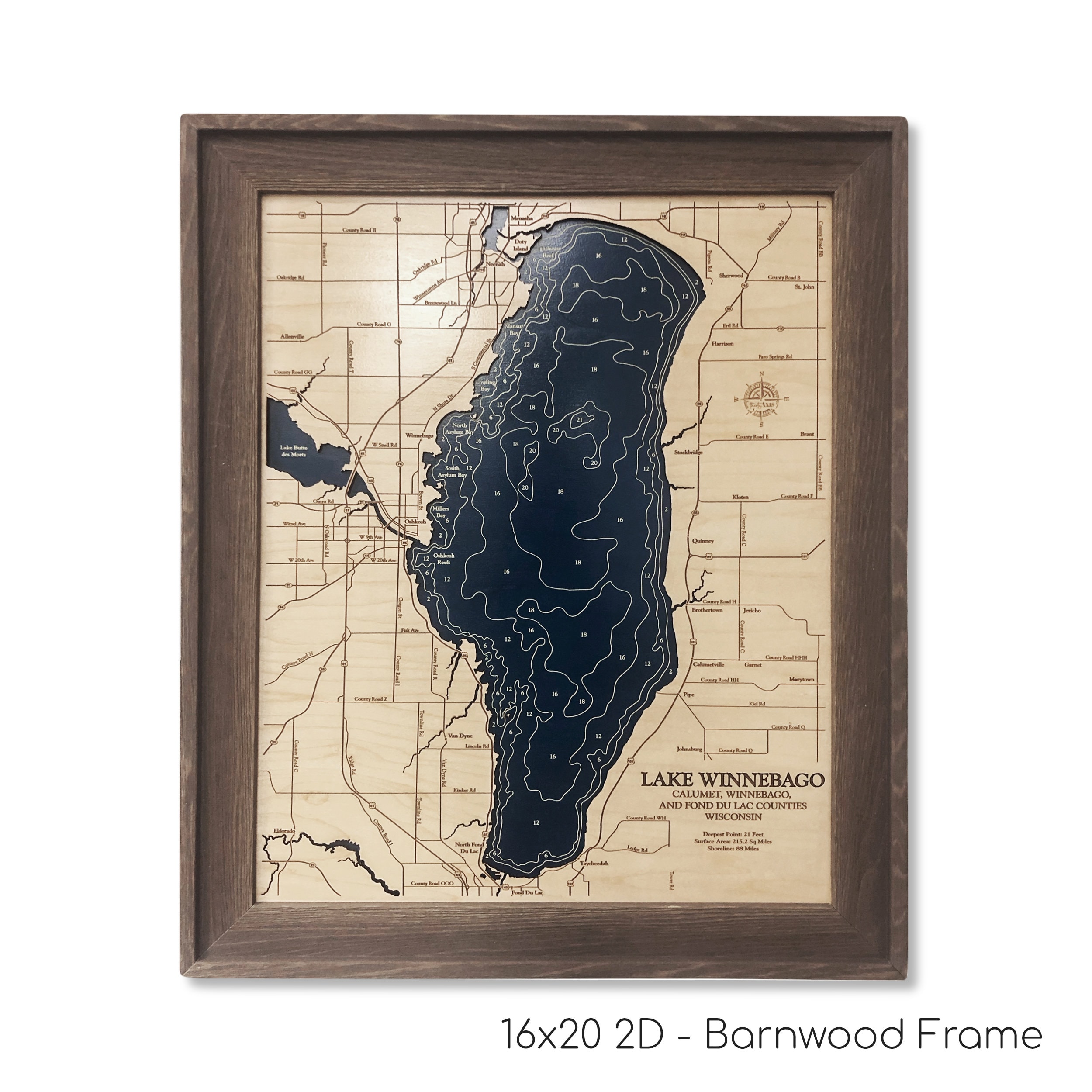 Wall Hangings Custom Lake Maps Wooden Lake Maps with Frame Wisconsin