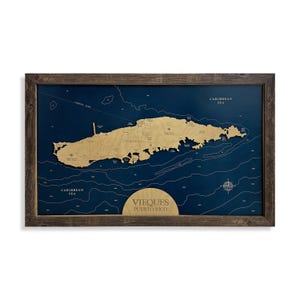 Vieques, Puerto Rico Map, Vieques Map, Honeymoon Gift, Wood Map, Honeymoon Gift, Beach Sign, Custom Beach Sign, Beach Decor, Contour Map